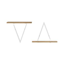 Danya B - Triangle Accent Wall Shelf - Reversible Configuration - White Metal with Walnut Finish Ledge - White, Light Maple