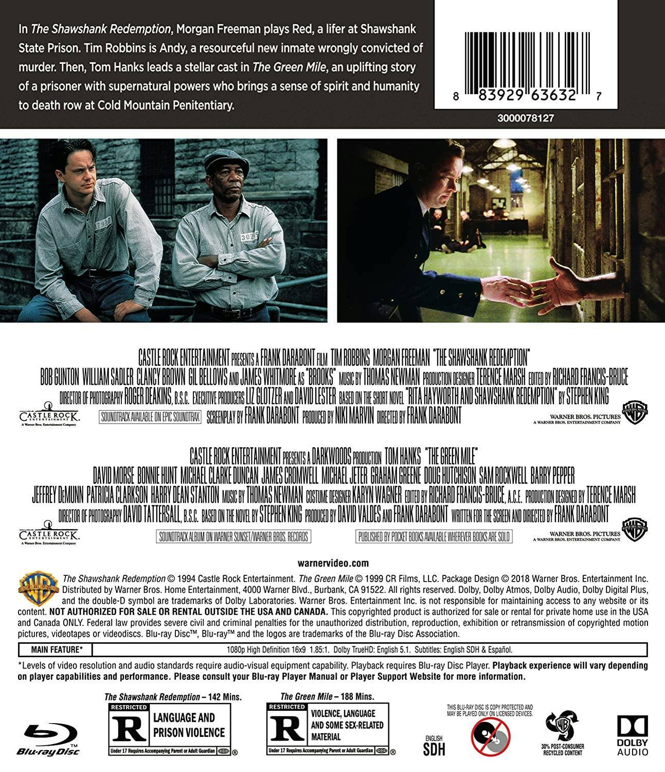 Back. The Shawshank Redemption/The Green Mile (Blu-ray Double Feature) [Blu-ray].