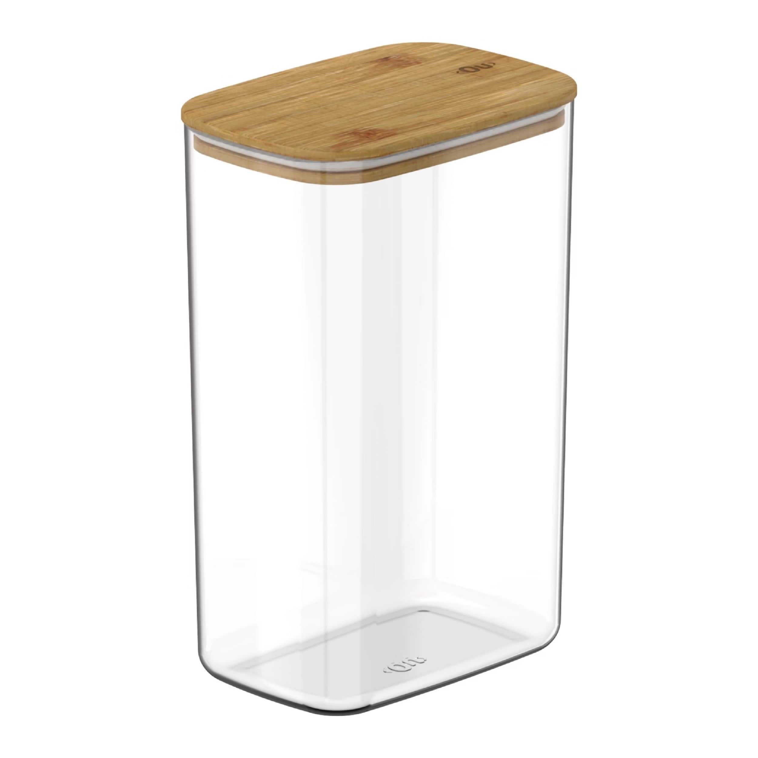 OU - Airtight Food Storage Container w Leak Proof Bamboo Lid 9.7cup, Plastic Food Container - Clear