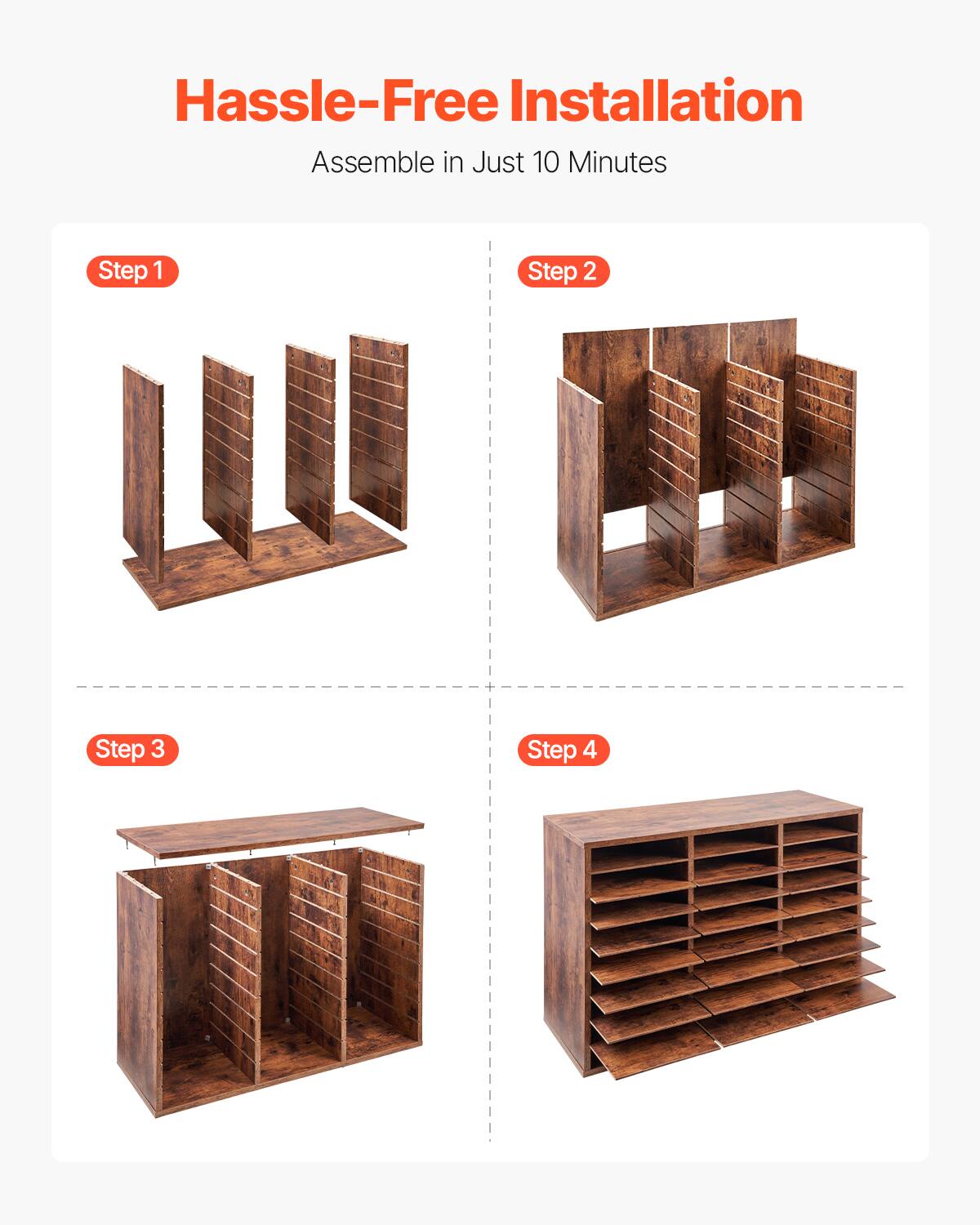 Hassle-Free Installation  
Assemble in Just 10 Minutes  

Step 1  
Step 2  
Step 3  
Step 4