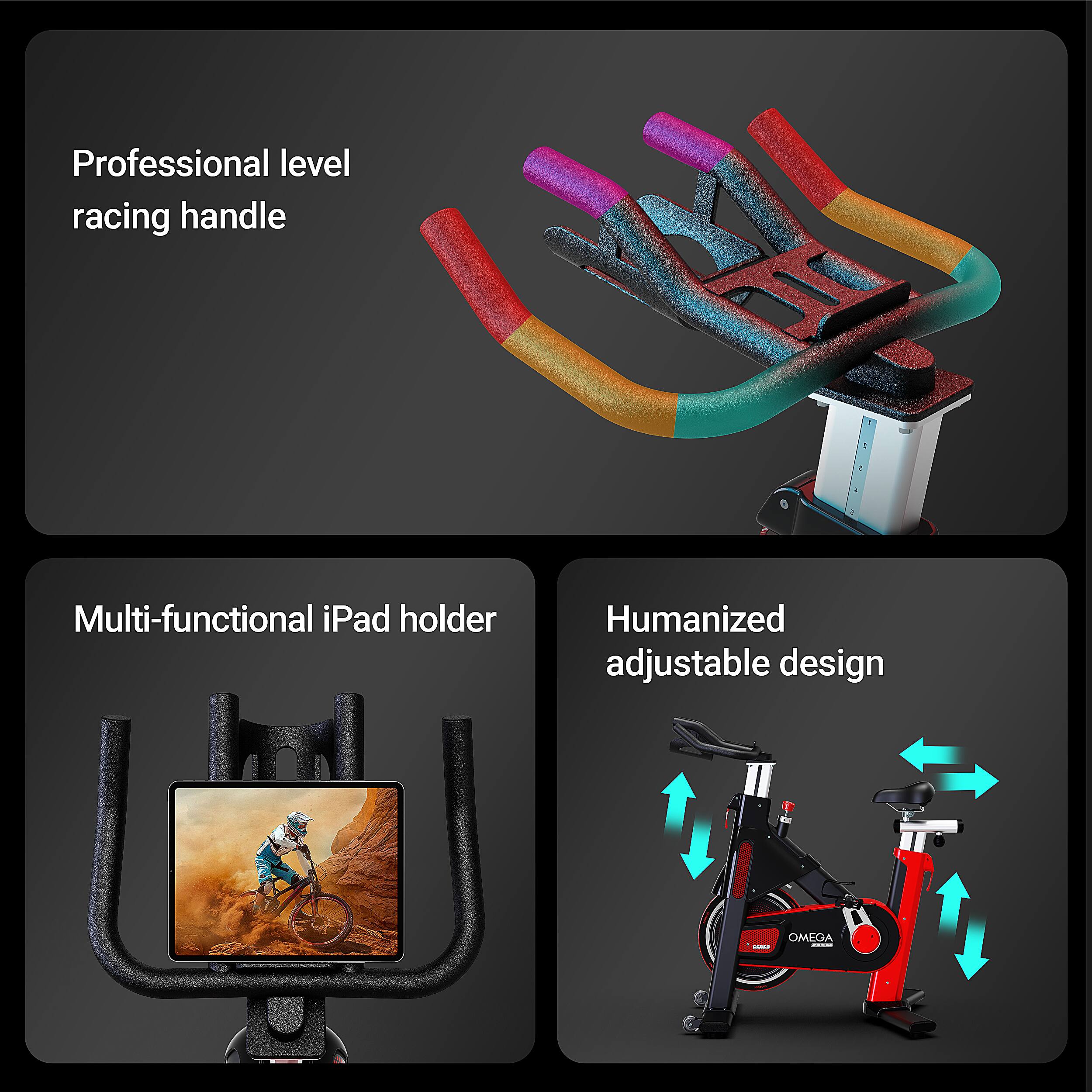 Professional level racing handle  
Multi-functional iPad holder  
Humanized adjustable design