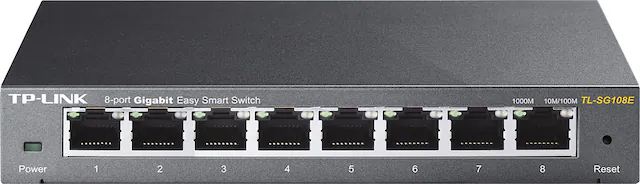 Front. TP-Link - 8-Port 10/100/1000 Mbps Gigabit Smart Ethernet Metal Switch - Gray.