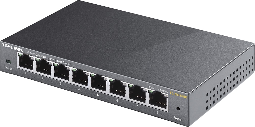 Alt View 11. TP-Link - 8-Port 10/100/1000 Mbps Gigabit Smart Ethernet Metal Switch - Gray.