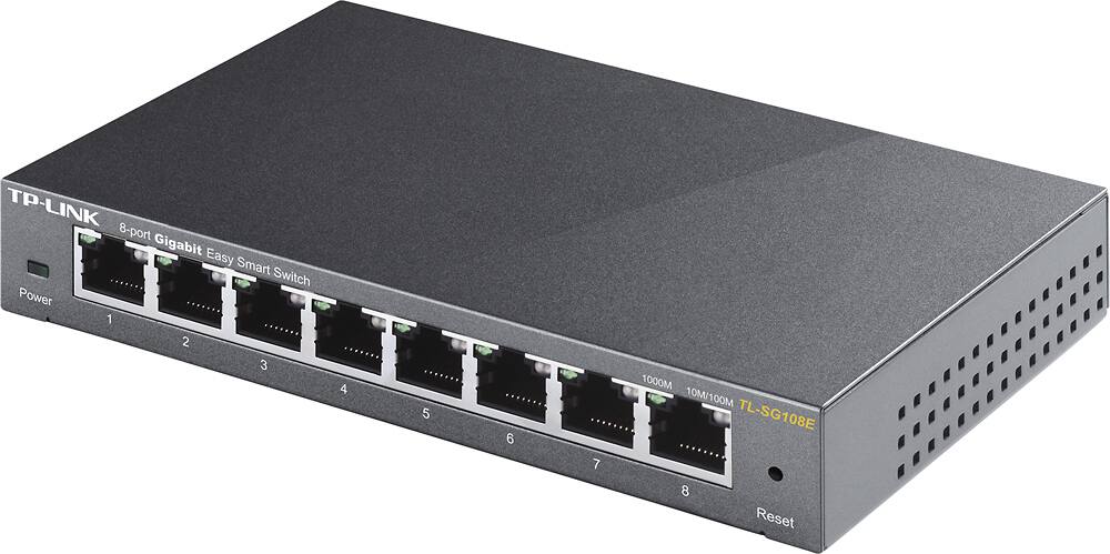 Alt View 11. TP-Link - 8-Port 10/100/1000 Mbps Gigabit Smart Ethernet Metal Switch - Gray.