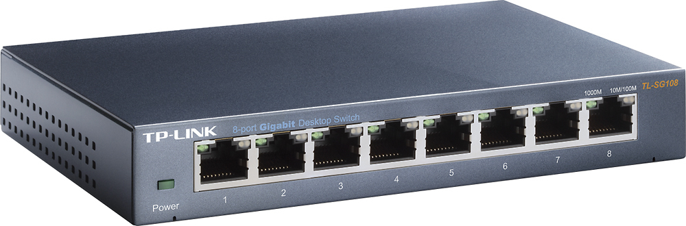 TP-Link 8 Port Gigabit Ethernet Network Switch Ethernet Splitter Sturdy  Metal w/ Shielded Ports Plug-and-Play (TL-SG108) Manufacturer Refurbished