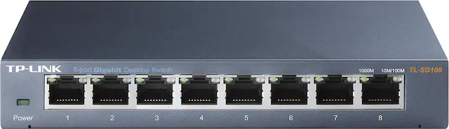 Front. TP-Link - 8-Port 10/100/1000 Mbps Gigabit Ethernet Metal Switch.