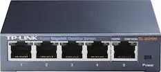 Front. TP-Link - 5-Port 10/100/1000 Mbps Gigabit Ethernet Metal Switch - Black.
