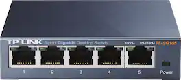 TP-Link - 5-Port 10/100/1000 Mbps Gigabit Ethernet Metal Switch - Black