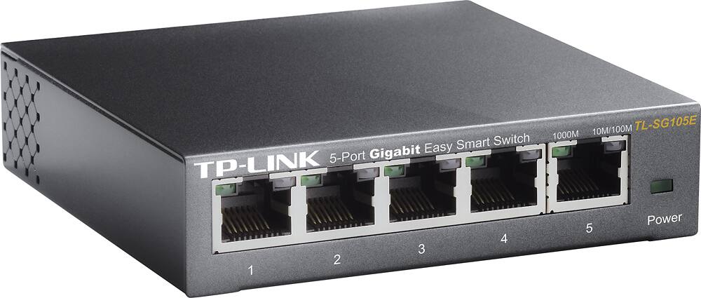 Angle. TP-Link - 5-Port 10/100/1000 Mbps Gigabit Smart Ethernet Metal Switch - Gray.
