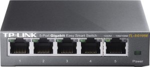 TP-Link - 5-Port 10/100/1000 Mbps Gigabit Smart Ethernet Metal Switch - Gray - Front_Zoom