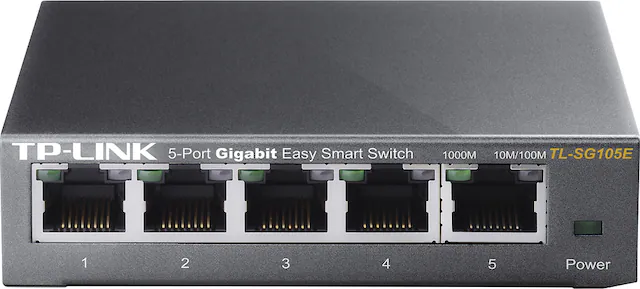 Front. TP-Link - 5-Port 10/100/1000 Mbps Gigabit Smart Ethernet Metal Switch - Gray.