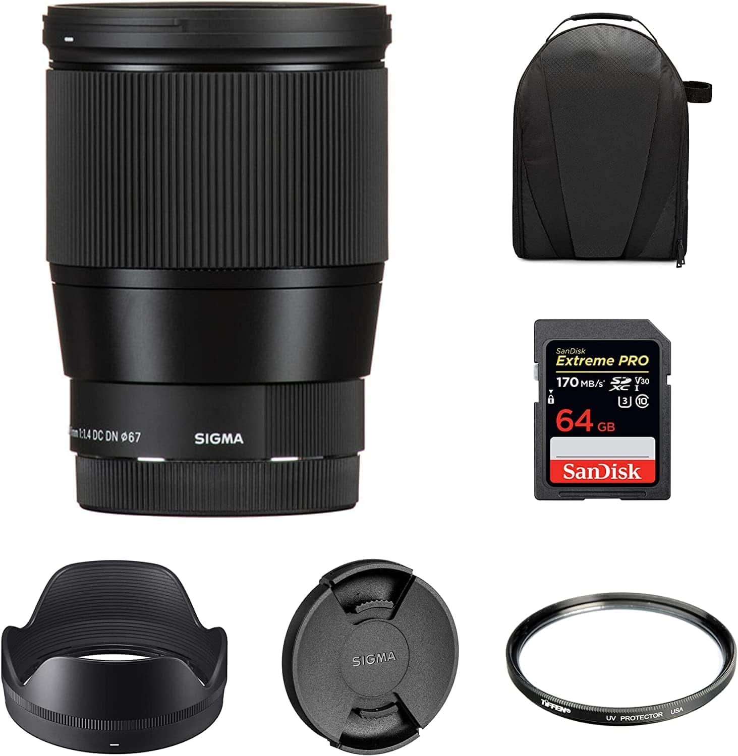 Sigma - 16mm f/1.4 DC DN Contemporary Lens for Canon EF-M, 67mm UV, 64GB,Large Bag