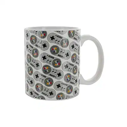 Front. Paladone - Nintendo Classic SNES Controller 10oz Ceramic Coffee Mug - Grey.