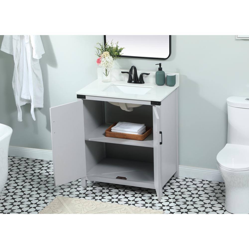 Alt View 10. Elegant Kitchen and Bath - 30 inch Single bathroom vanity in grey with backsplash - Grey.