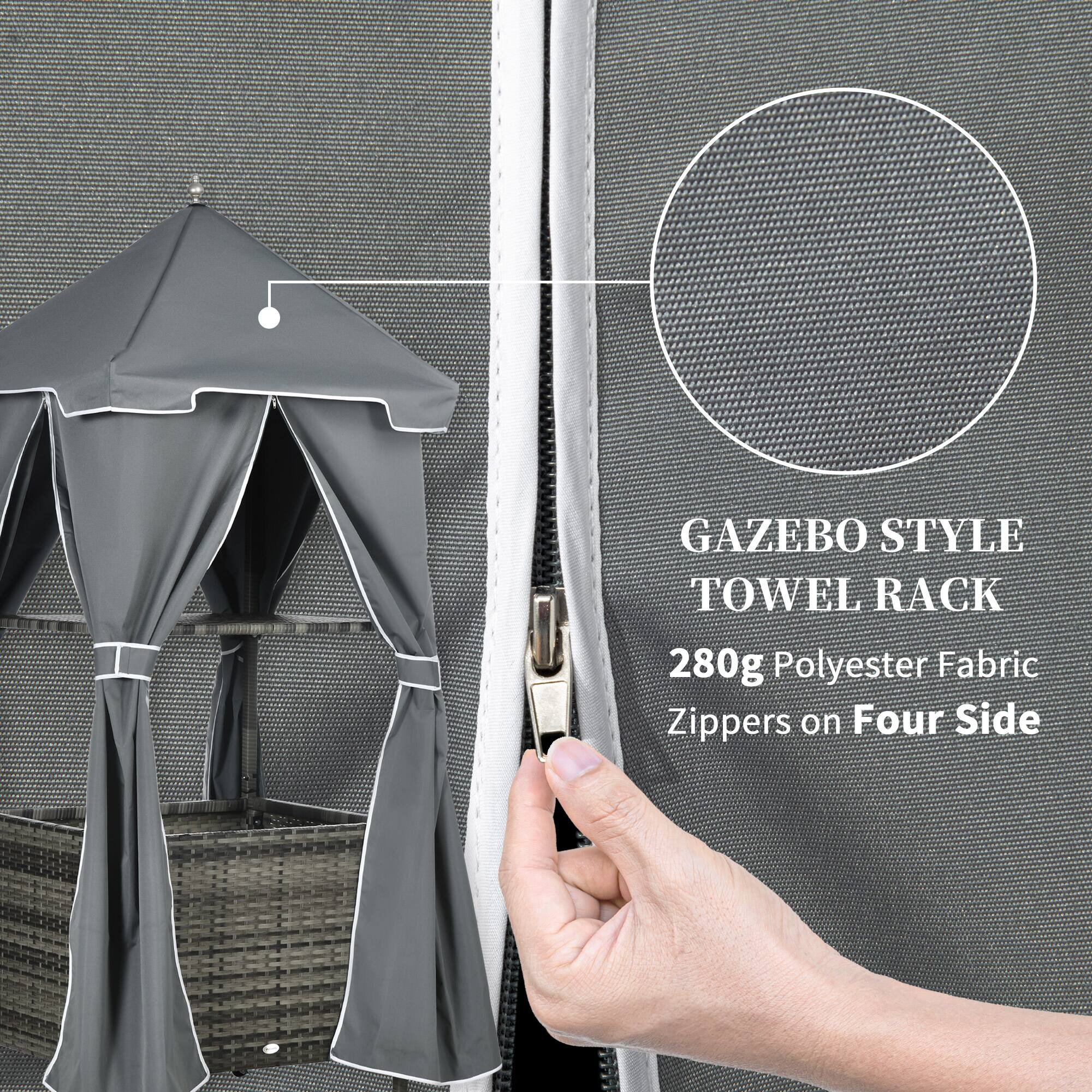 GAZEBO STYLE TOWEL RACK
280g Polyester Fabric
Zippers on Four Side