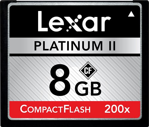 Front. Lexar - Platinum II 8GB CompactFlash Memory Card - Black.