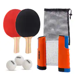GSE Games & Sports Expert - Complete Ping Pong Game Set with Retractable Ping Pong Net & Post, 2 Paddles & 3 Ping Pong Balls.( - Orange