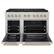 Angle. ZLINE - 48 in. Wide 8 Burner Autograph 6.7 cu. ft. Freestanding Paramount Gas DuoPro Range with Champagne Bronze Accents - Stainless Steel.