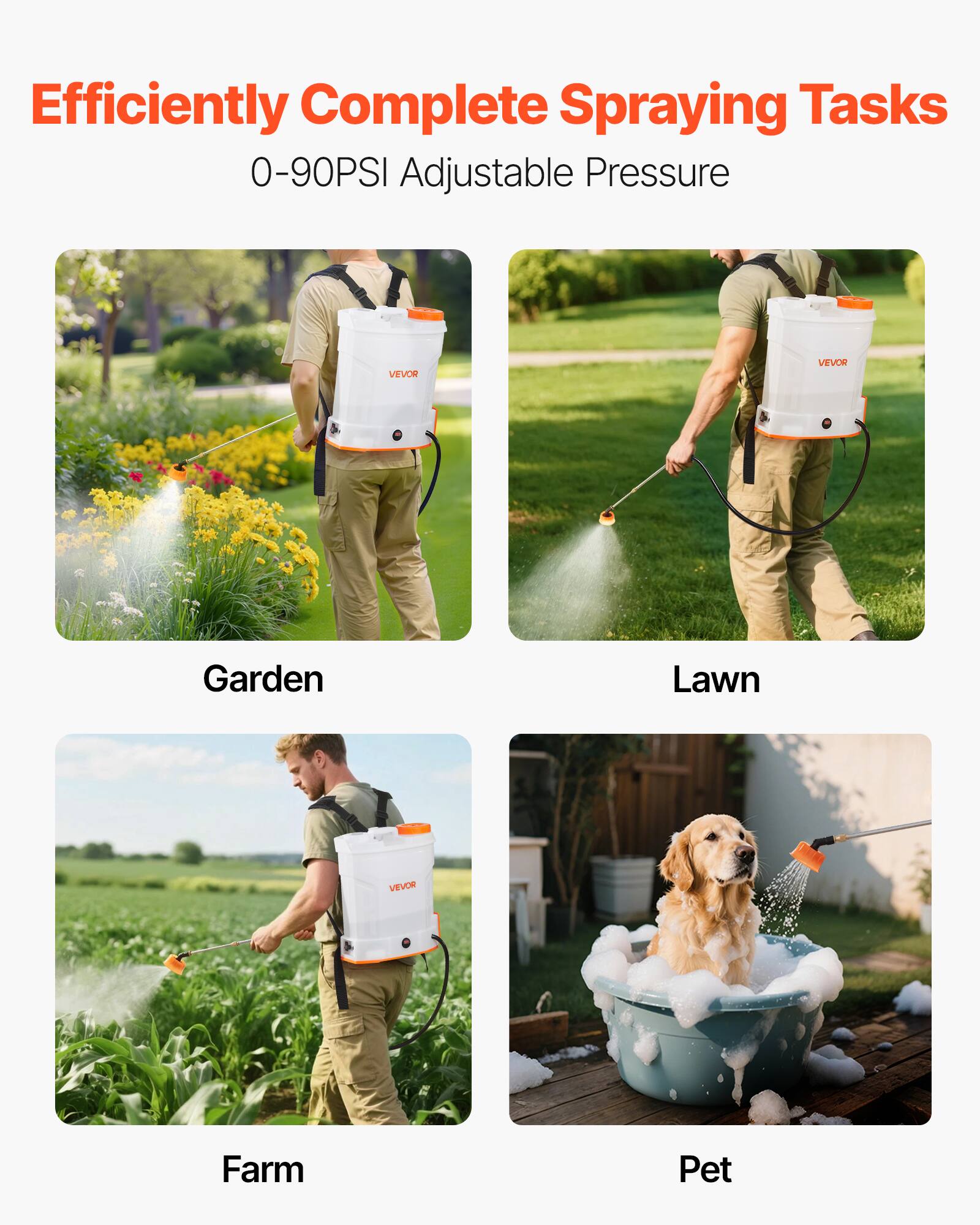 Efficiently Complete Spraying Tasks 0-90PSI Adjustable Pressure

Garden
Lawn
Farm
Pet