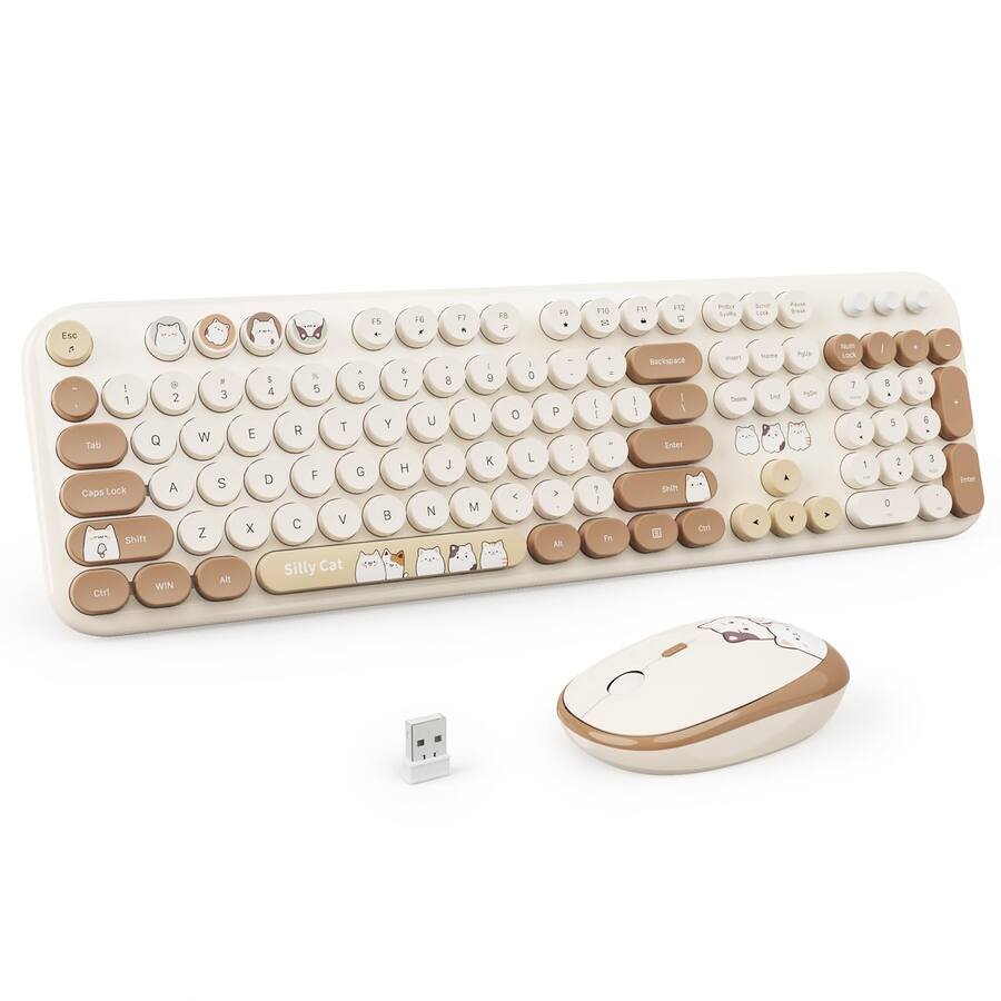 Cottage Core Computer Mouse COTTAGE And Mouse Combo 2 4ghz Typewriter Retro Full Size Keyboards ...