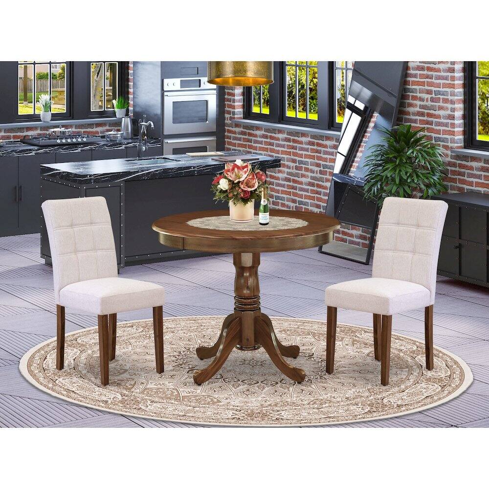 Alt View 9. East West Furniture - 3 Piece Kitchen Dining Table Set contain A Modern Table - Brown.