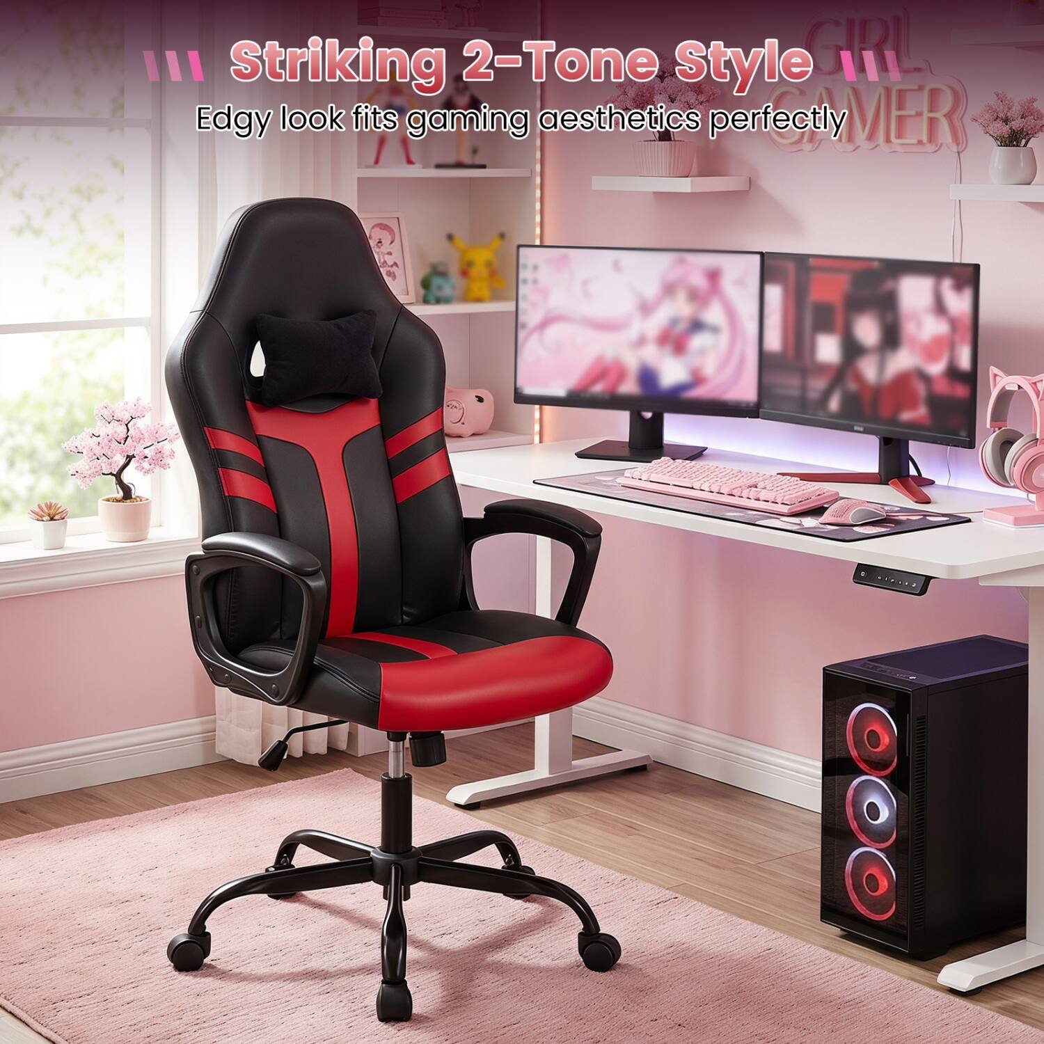 Striking 2-Tone Style GIRL Edgy look fits gaming aesthetics perfectly