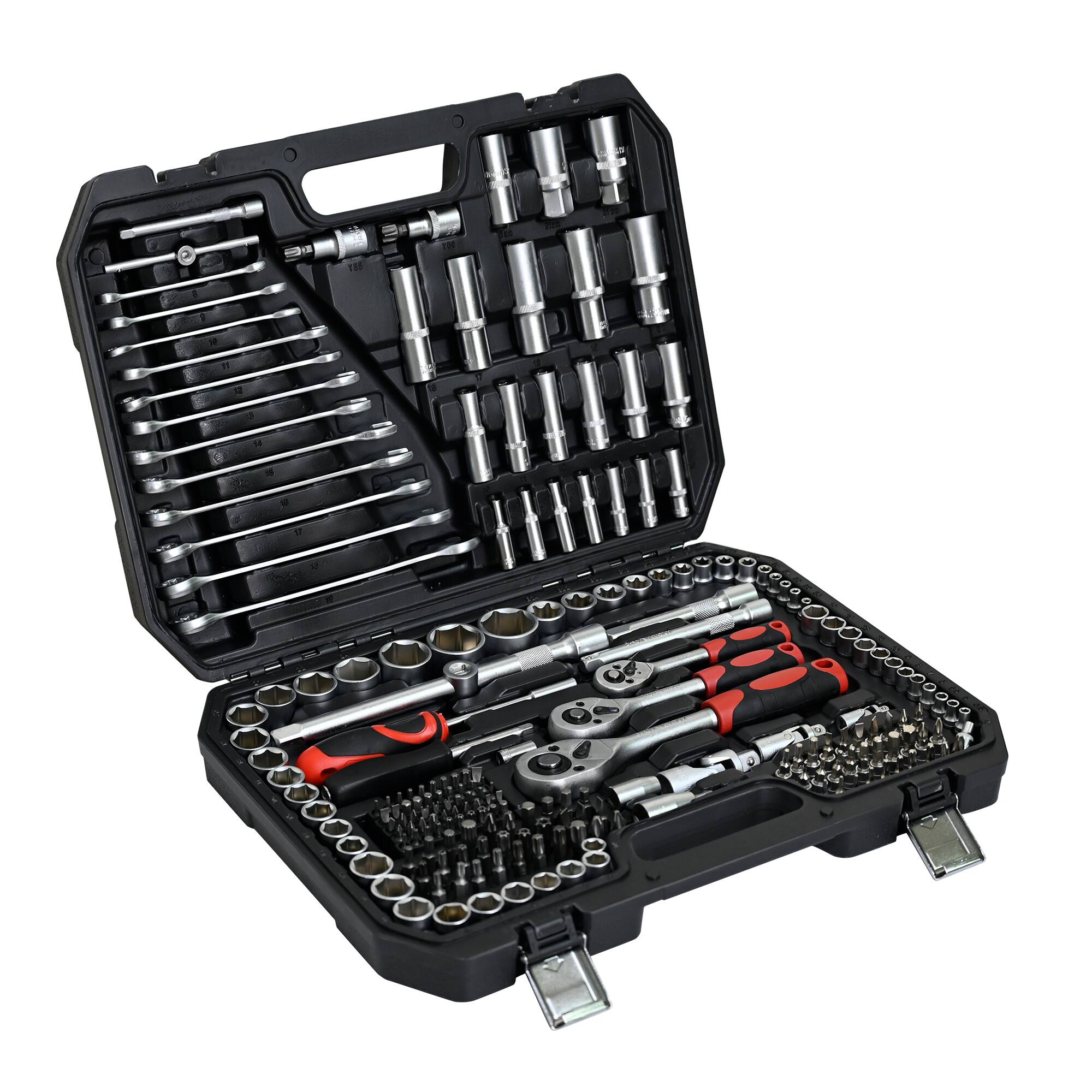 ELEMENT ACE - 216-Piece Tool Kit & Socket Wrench Set - Basic Portable Manual Repair Tool Set for Home Use with Case - Black