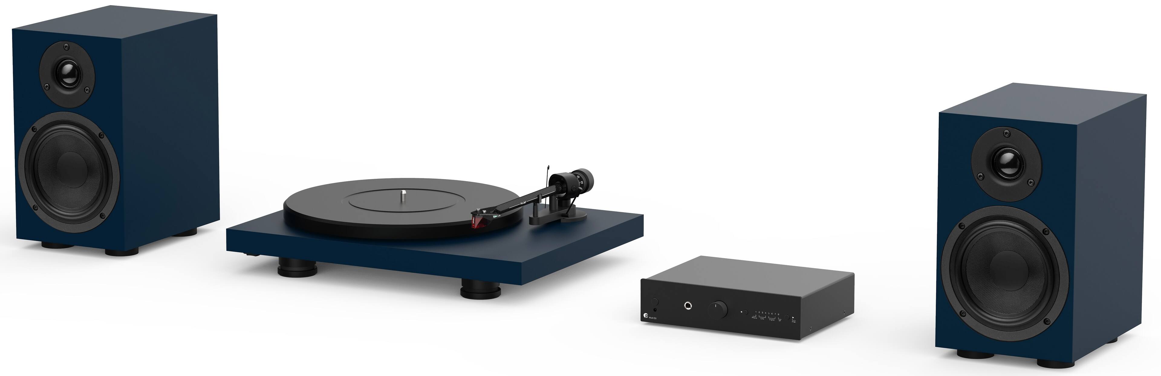 Angle. Pro-Ject - Colorful Audio System w/ Turntable, Amplifier & Speakers - Satin Blue.