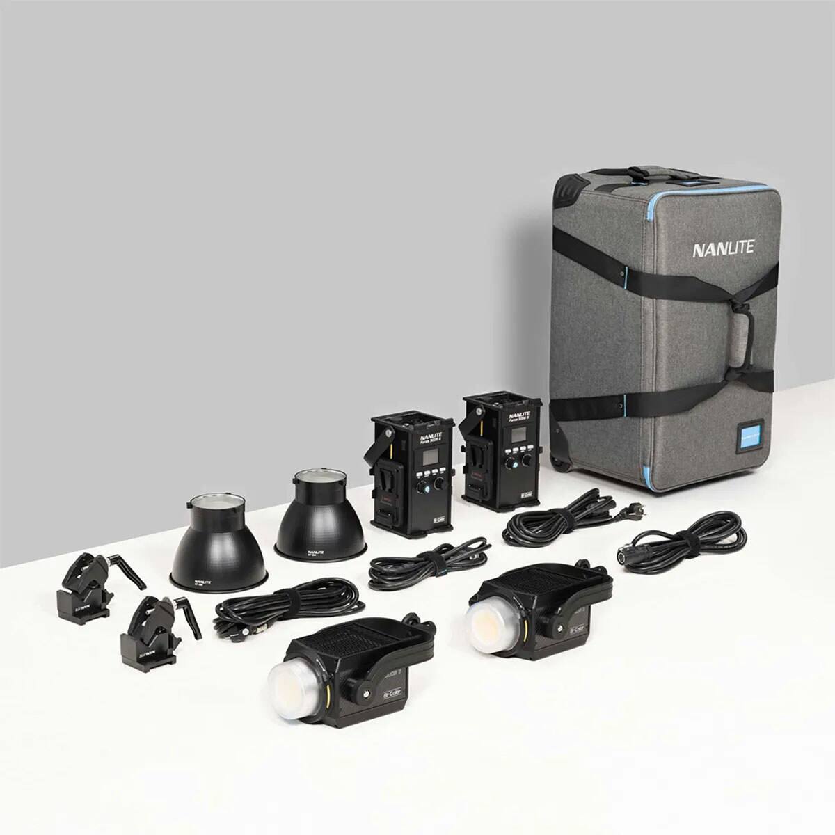 Alt View 1. NANLITE - Nanlite Forza 300B II 350W Bi-Color LED Video 2-Spotlight Kit with Trolley Case.