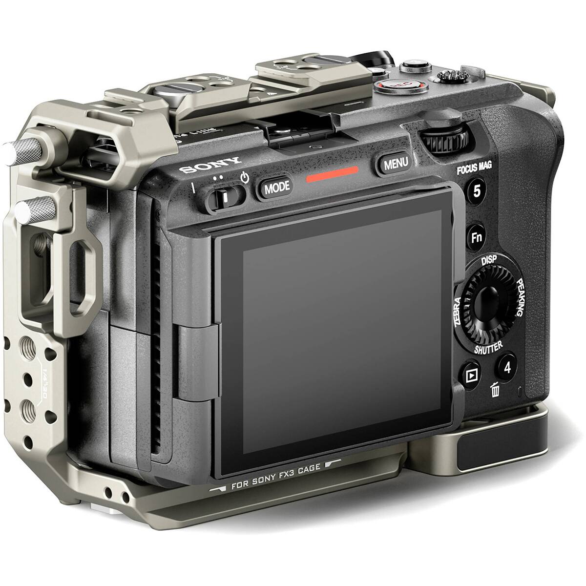 4 CA BONY C MODE MENU FOCUS MAG 5 14130 Fn DISP ZEBRA PEAKING SHUTTER 4 T FX3 CAGE FOR SONY