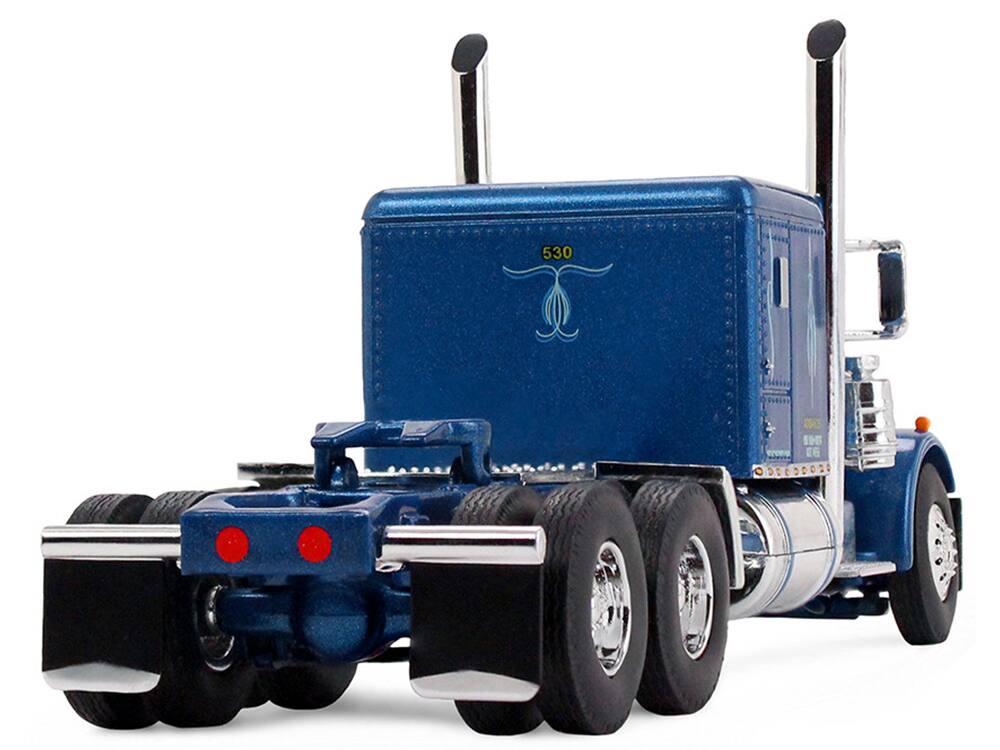Alt View 4. First Gear - Peterbilt 351 with 63" Flat Top Sleeper & 40' Vintage Trailer with Reefer Blue Metallic & White 1/64 Model by First Gear.