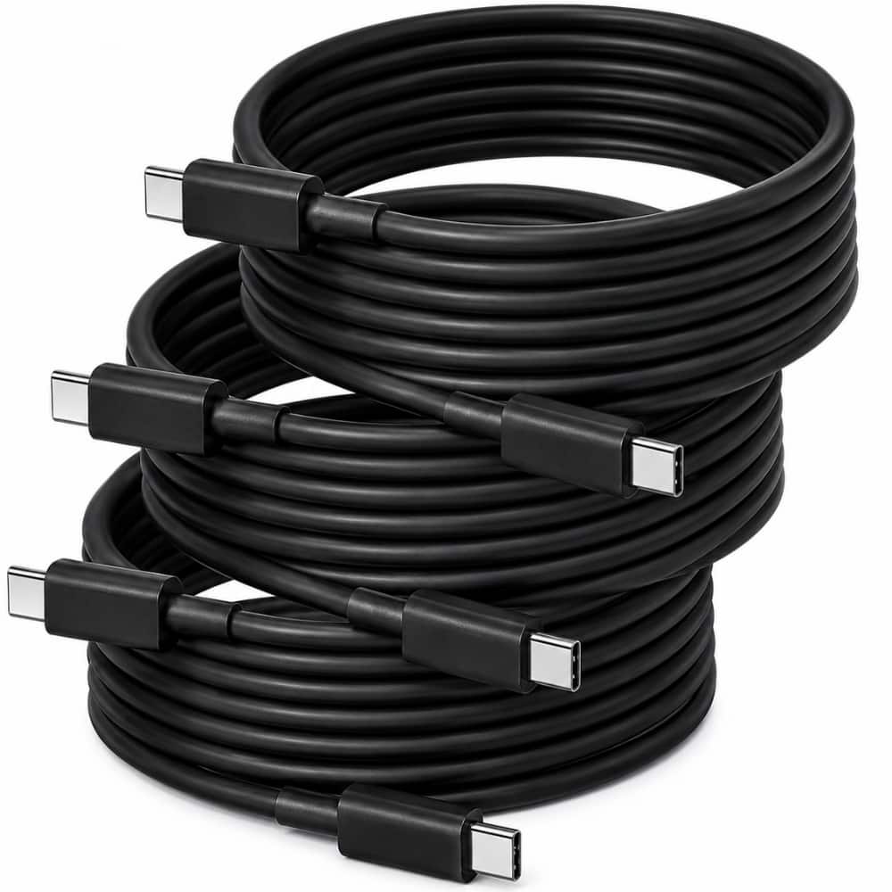 Qixxronics - 6FT USB-C to USB-C Cable, Car Charging Cord for CarPlay, Charge & Data Sync cable for iPhone 16/17, Galaxy, Pixel [3PCS] - Black