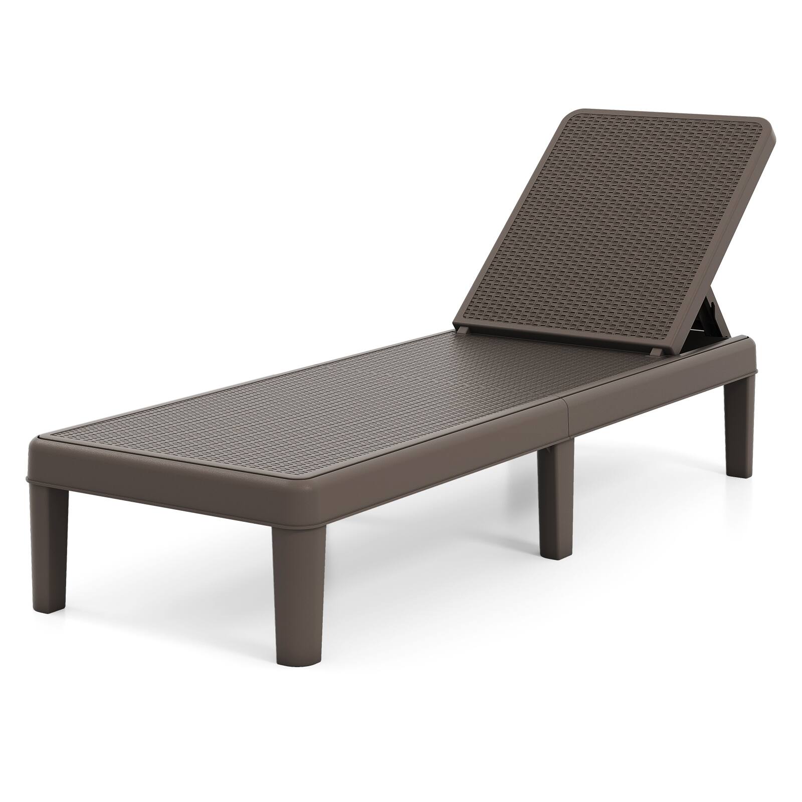 Alt View 9. Costway - Costway 1 PCS Outdoor Chaise Lounger Chair 4-Position Reclining Chair with Waterproof Rattan - Brown.