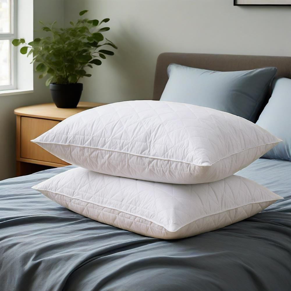 Peace Nest - 2 Pack Goose Feather Pillow with Breathable Cotton Cover, King - Zigzag Wave Pattern