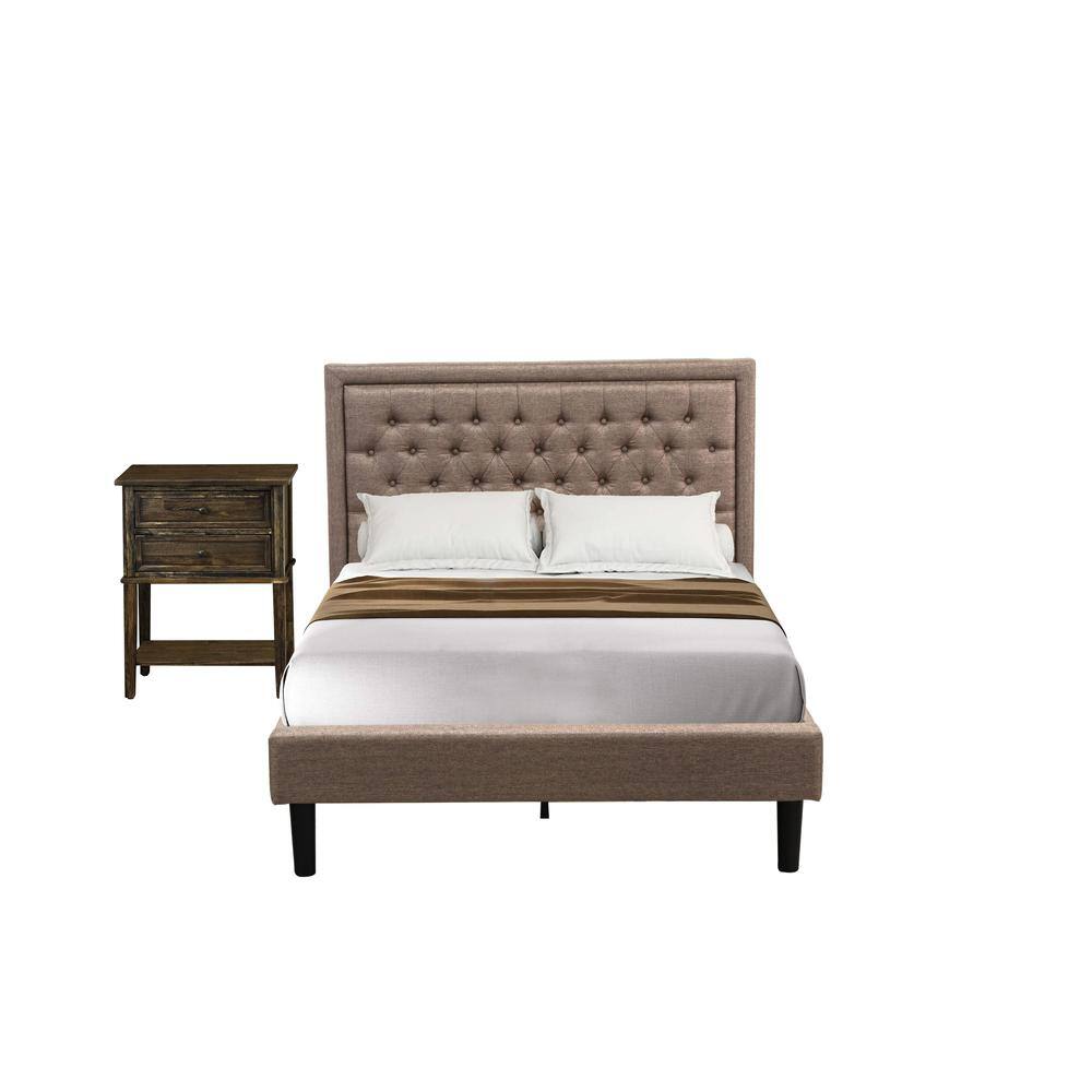 Alt View 4. East West Furniture - KD16F-1VL07 2 Pc Bedroom Set - Bed Frame Dark Khaki Headboard with 1 Nightstand Bedroom - Black Finish Legs - Dark Khaki.