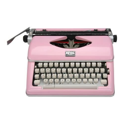 Angle. Royal Consumer Products - Royal Consumer Classic Retro Manual Typewriter (Pink).