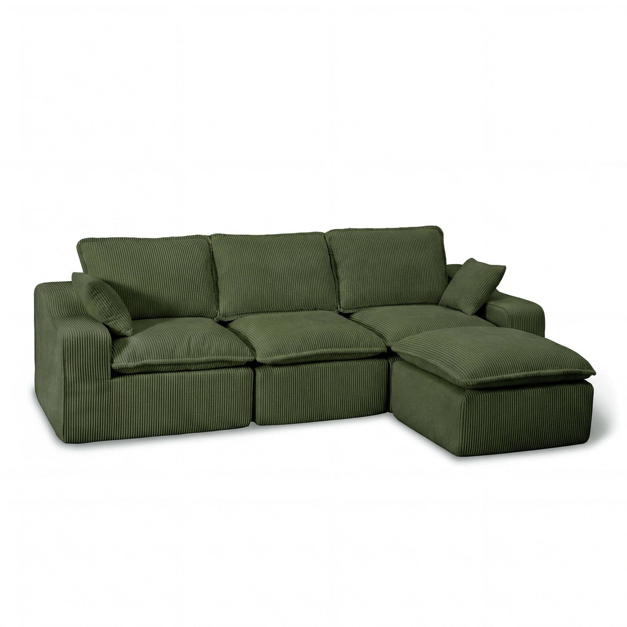 Left. Dyonery - Dyonery 3+1 piece 107-inch full sponge compressed velvet sofa in green - Green.