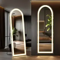 Bestier 20 x 63 Inches 3 Color Lighting Standing Mirror, Floor Standing Mirror with LED Lights - White - Front_Zoom