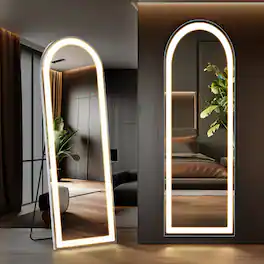 Bestier - 20 x 63 Inches 3 Color Lighting Standing Mirror, Floor Standing Mirror with LED Lights - White
