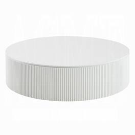 Manhattan Lane - Del Modern Coffee Table, 47 Inch Round Top, Ribbed Base - Glossy White