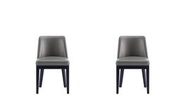 Manhattan Comfort - Gansevoort Modern Wood Vegan Leather Dining Chair - Set of 2 - Graphite