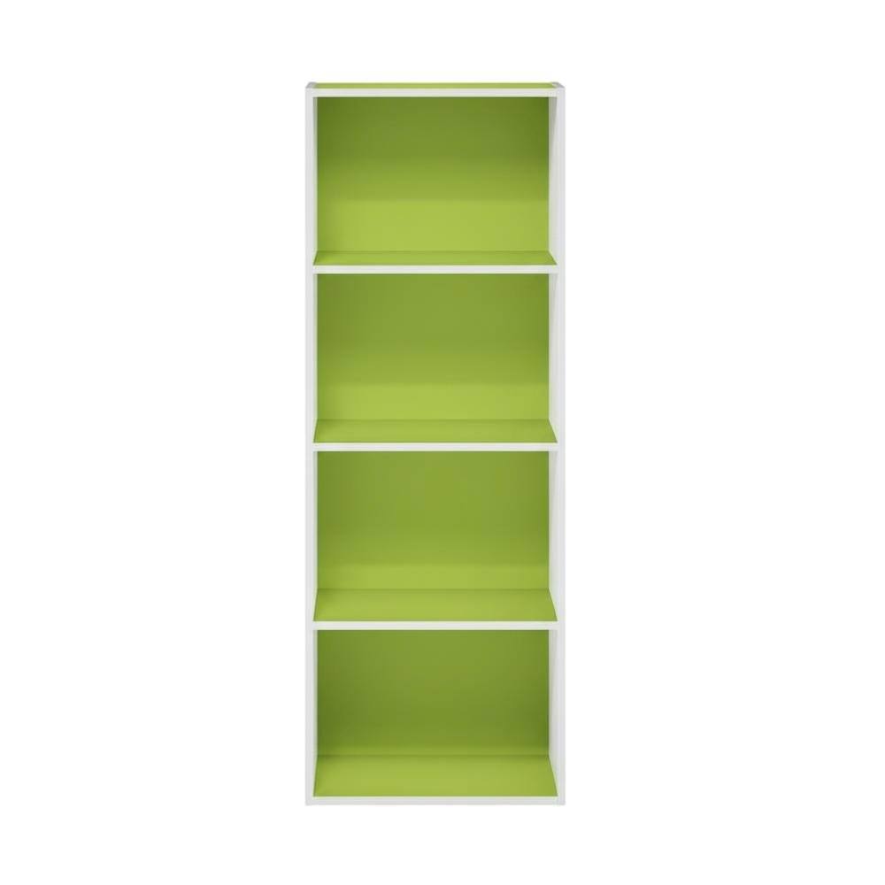 Back. FurniFact - Open Shelf Bookcase with Engineered Wood Construction for Storage - Green/White.