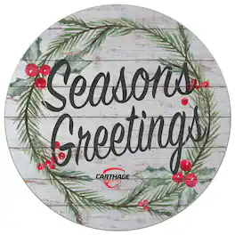 Jardine - Carthage Firebirds 20'' x 20'' Season's Greetings Circle - White