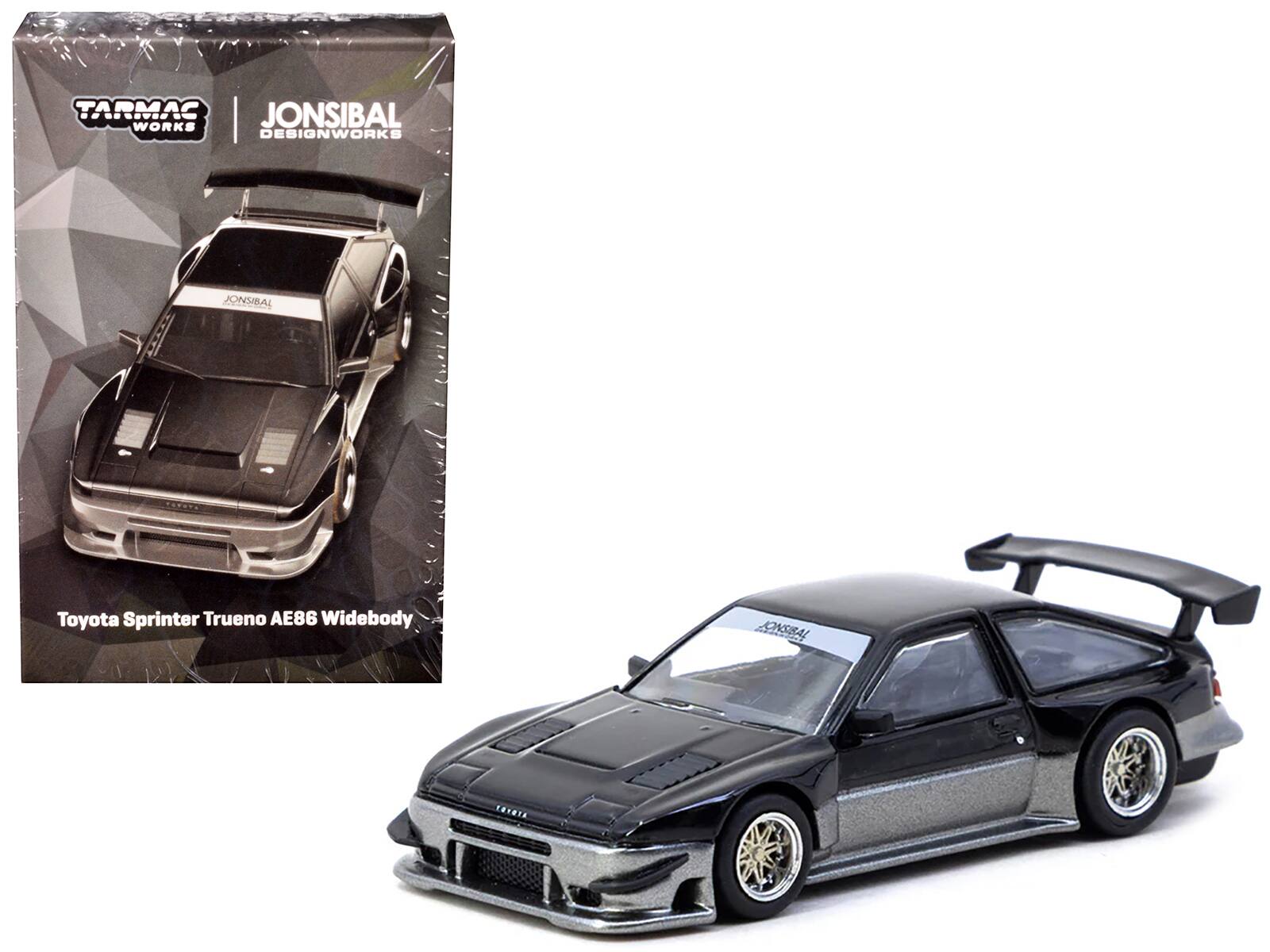 Toyota Sprinter Trueno AE86 Widebody RHD "Jonsibal Designworks" Black & Gray Metallic 1/64 Diecast Model by Tarmac Works