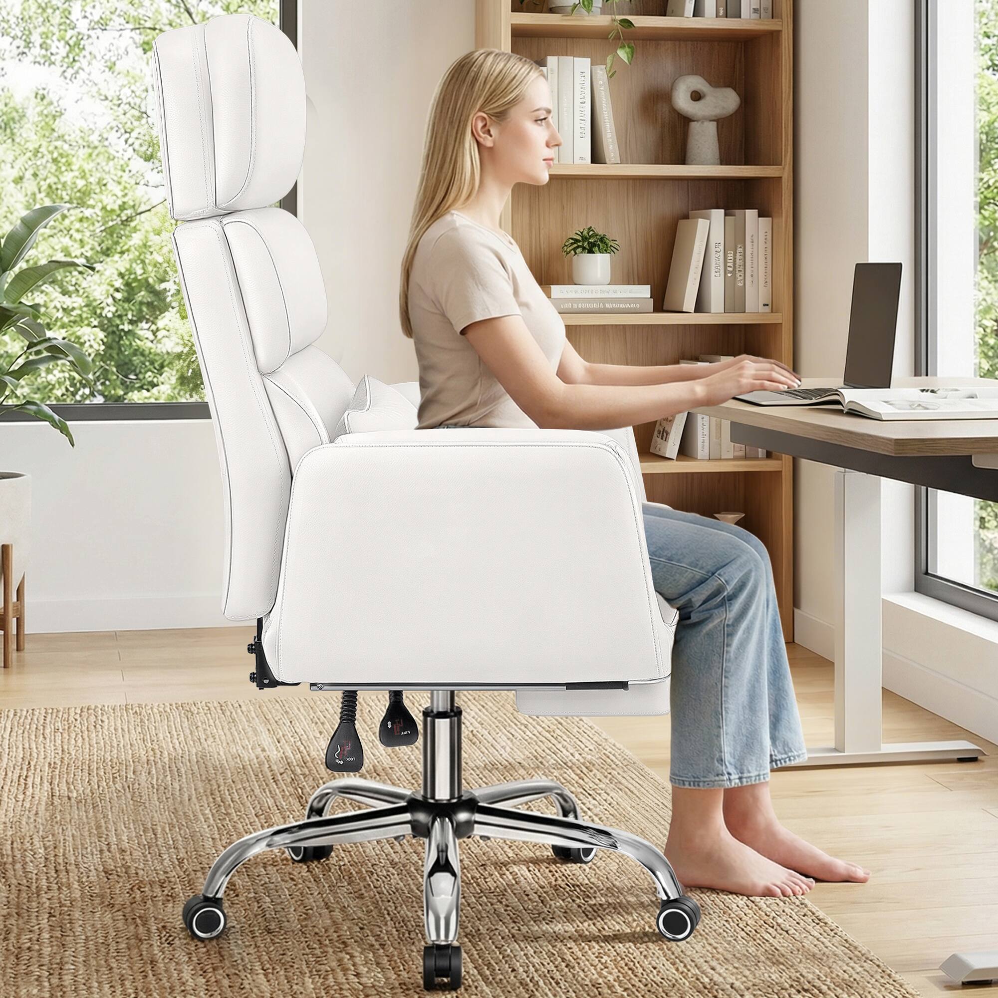 KERDOM Big Tall Office Chair with Reversible Arm, PU Leather
