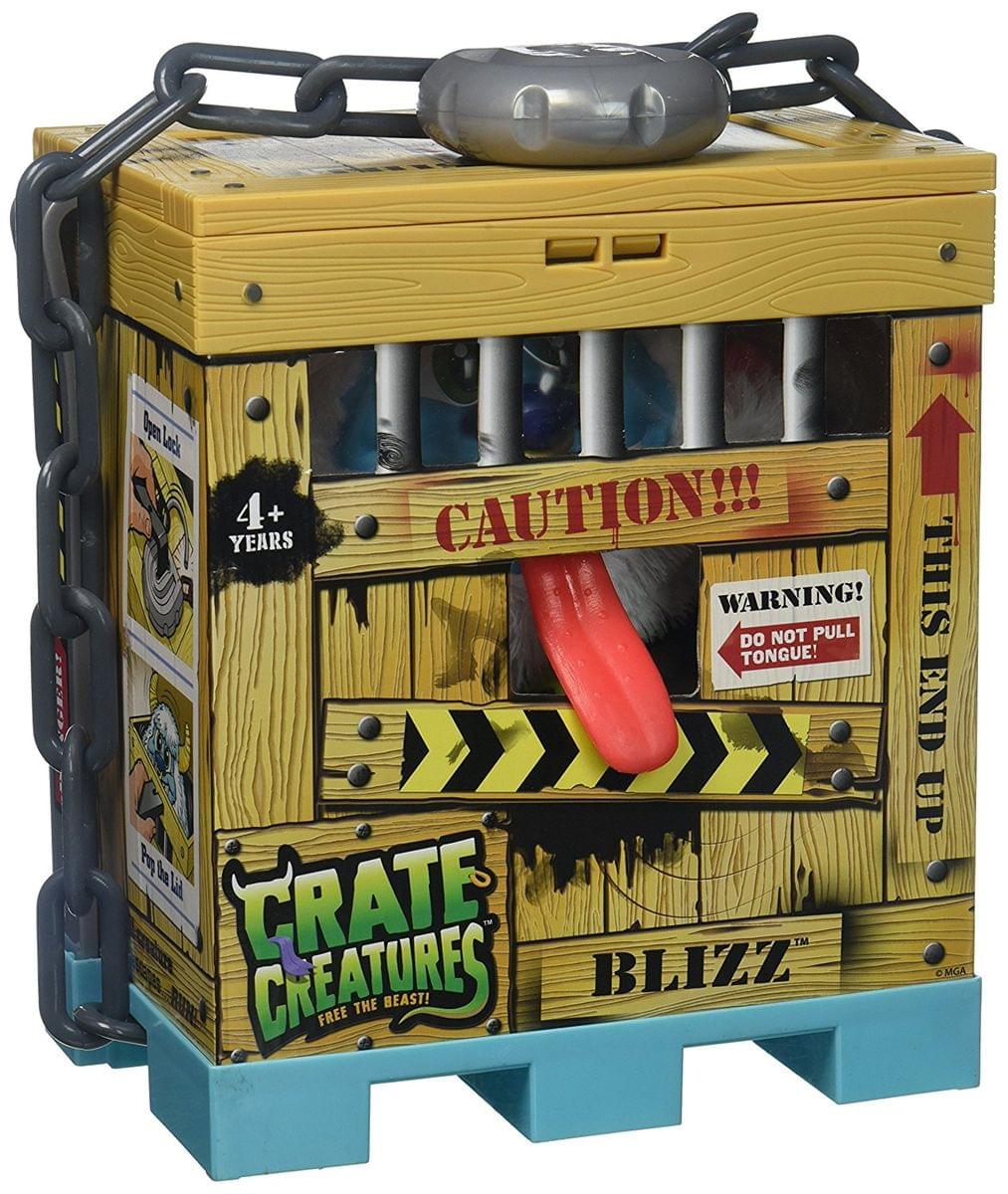 4+ YEARS  
CAUTION!!!  
WARNING! DO NOT PULL TONGUE!  
THIS END UP  
CRATE CREATURES  
FREE THE BEAST!  
BLIZZ