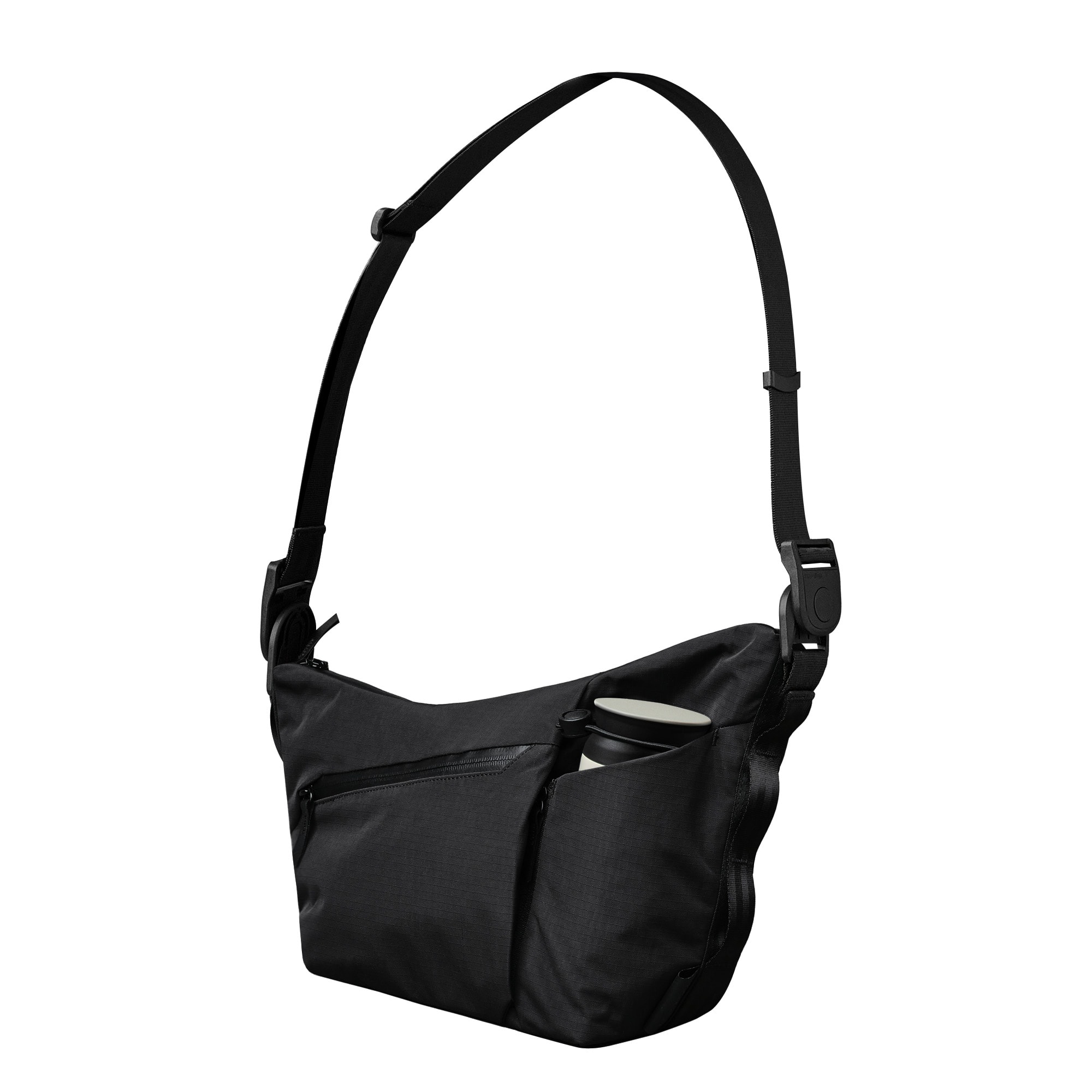 ALPAKA - Flow Satchel 4L Crossbody Bag, Water Resistant Shoulder Bag, Expandable Bottle Pocket, YKK Zippers - Black Axoflux 210D