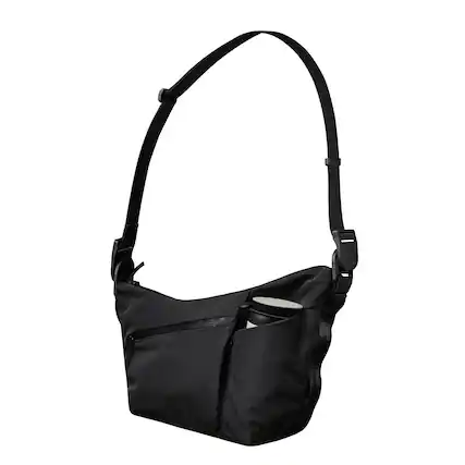 Front. ALPAKA - Flow Satchel 4L Crossbody Bag, Water Resistant Shoulder Bag, Expandable Bottle Pocket, YKK Zippers - Black Axoflux 210D.