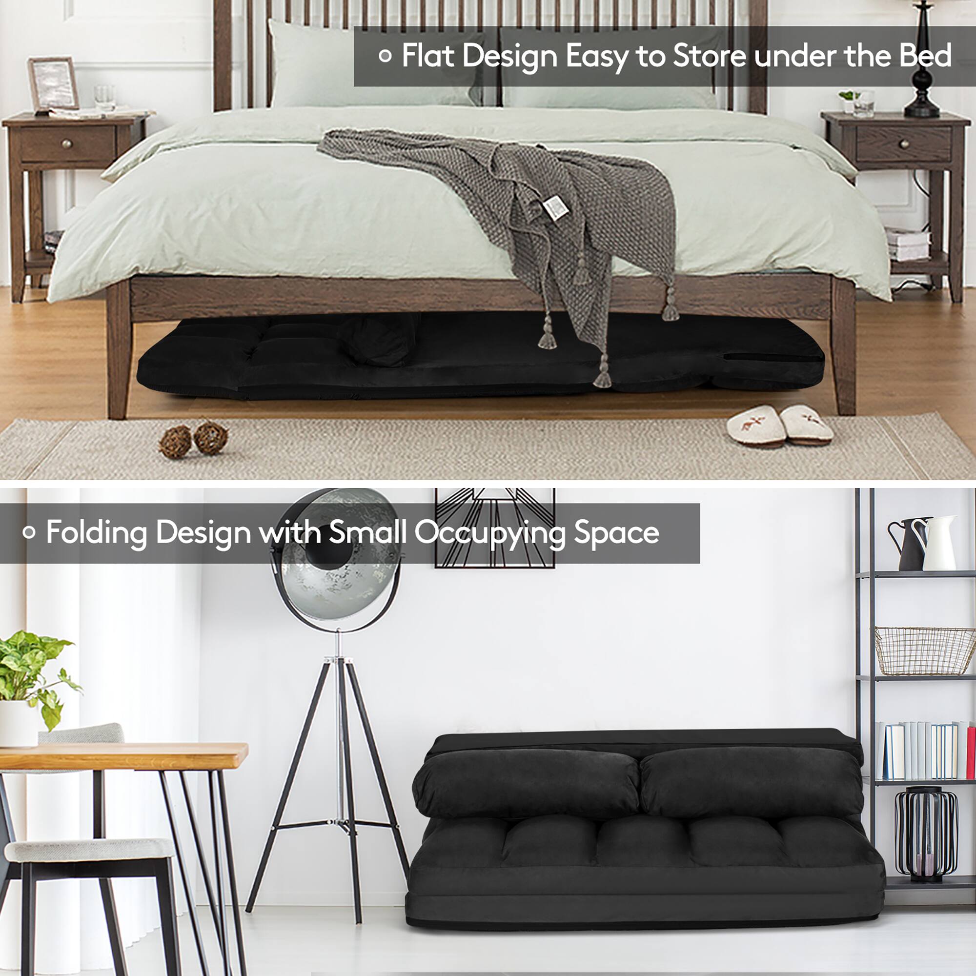 - Flat Design Easy to Store under the Bed
- Folding Design with Small Occupying Space