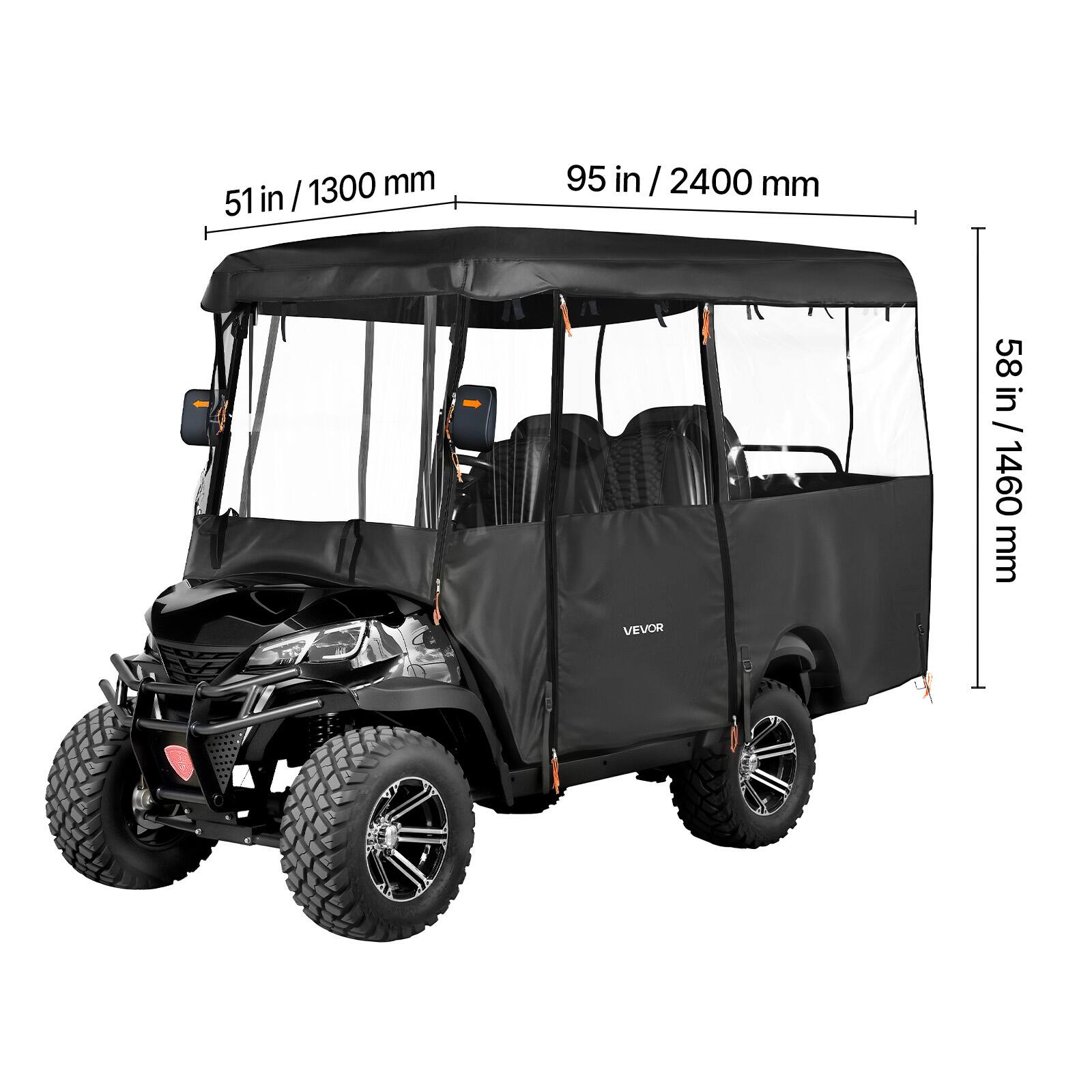 1300 mm 51 in  
95 in / 2400 mm  
58 in / 1460 mm  
VEVOR
